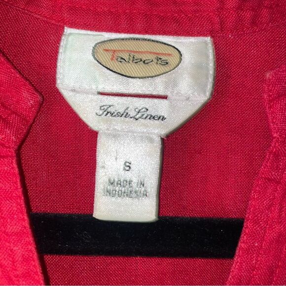 Talbots Size S Irish Linen Red Button-Up Shirt 3/4 Sleeve Minimalist Office - Picture 4 of 7